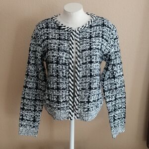 Sioni Black/White Marled Tweed Suit Jacket Size M